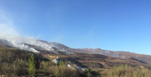 Another shot of the 108-acre French Gulch Fire, a coal seam fire burning about 5 1/2 miles east of the Parks Highway near Healy.