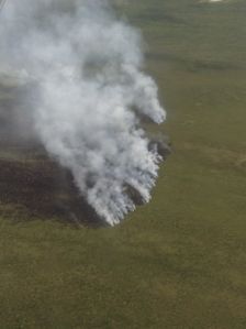 Smoke rises from the 9,000-acre Chisana River 2 Fire burning in the Wrangell-St. Elias National Park and Preserve and the Tetlin National Wildlife Refuge in this photo taken Thursday, June 11, 2015. The fire is approximately 20 miles south of the Alaska Highway and about 25 miles west of the Canadian border. Alaska Division of Forestry photo.