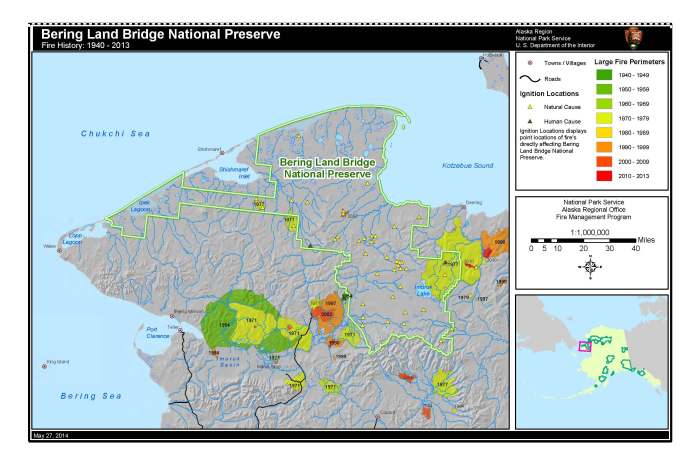Bering Land Bridge National Preserve Fire History Map (1940 - 2013)
