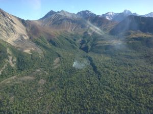 An aerial photo of the King Mountain Fire north of Sutton taken at approximately 4 p.m. Photo by Jason Jordet/Alaska Division of Forestry