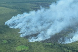 The bear Creek Fire burning approximately 50 miles southeast of McGrath is now estimated at 550 acres. Nathan Zalewski/Alaska Division of Forestry