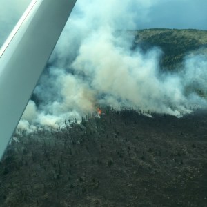 An aerial photo of the George River Fire  burning approximately 90 miles southwest of McGrath taken Friday. Kourtney Straight/Alaska Division of Forestry