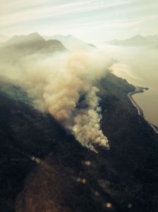 This aerial photo of a 25-acre wildfire burning in the McHugh Creek drainage south of Anchorage off the Seward Highway was taken at approximately 10:30 a.m. Alaska Division of Forestry photo