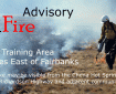 Graphic of wildland firefighter lighting a field of grass on fire for prescribed burn for Yukon Training Area located 35 miles east of Fairbanks. Smoke may be visible from the Chena Hot Springs Road, Richardson Highway and adjacent communities.
