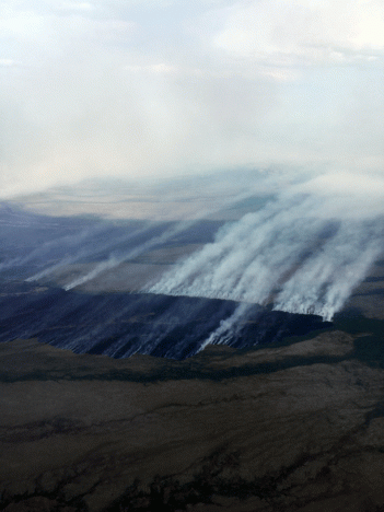 The Allen Fire (#197) was discovered burning in a limited protection area on June 7. It is located on the northwest slope of the Andreafsky Mountains, 35 miles north of Saint Mary's. Photo courtesy Yukon Delta National Wildlife Refuge.
