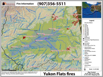 This Alaska Interagency Coordination Center map shows the wildfires in the Yukon Flats area.