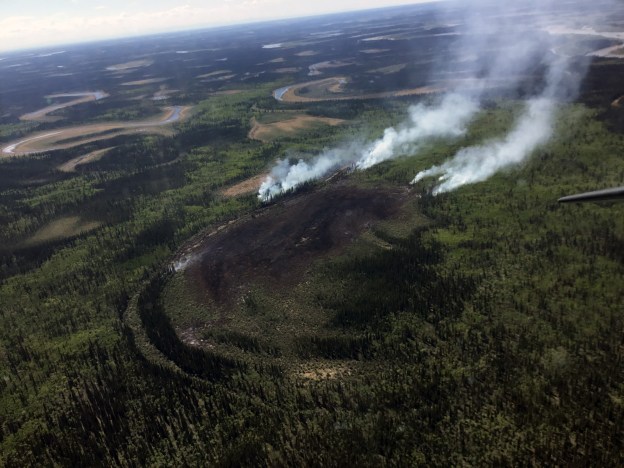 BLM AFS is working on the ground and by air to suppression the Chandalar River Fire burning 22 miles northwest of Fort Yukon. Photo by Kay Kudo, BLM AFS