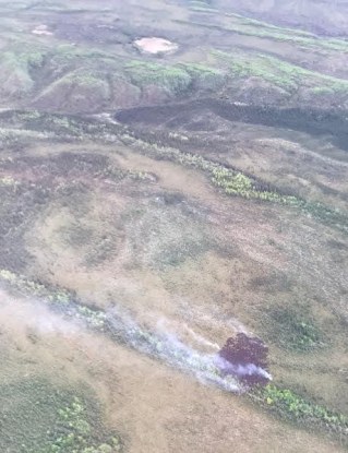 The Becky Lake Fire (#212) is burning on the northwest side of Wein Lake. Photo by Tim Whitesell, Alaska Division of Forestry