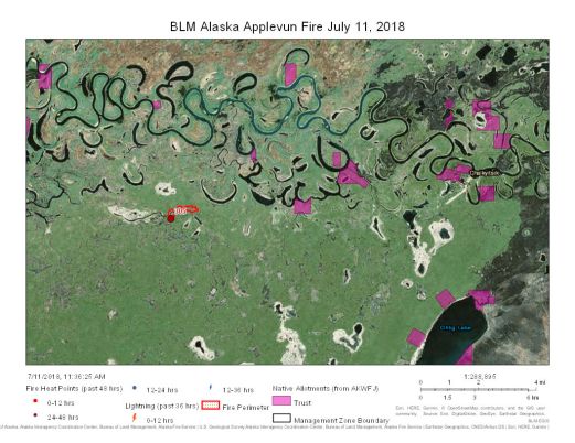 Map of the Applevun Fire on July 11, 2018.