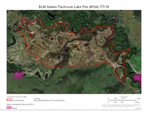 Map of Tiechovunk Lake Fire.
