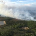 Oregon Lakes Fire was active on the west flank on the Kansas Lake Impact Area on May 20, 2019. Photo by Karen Scholl, Alaska Interagency Incident Management Team
