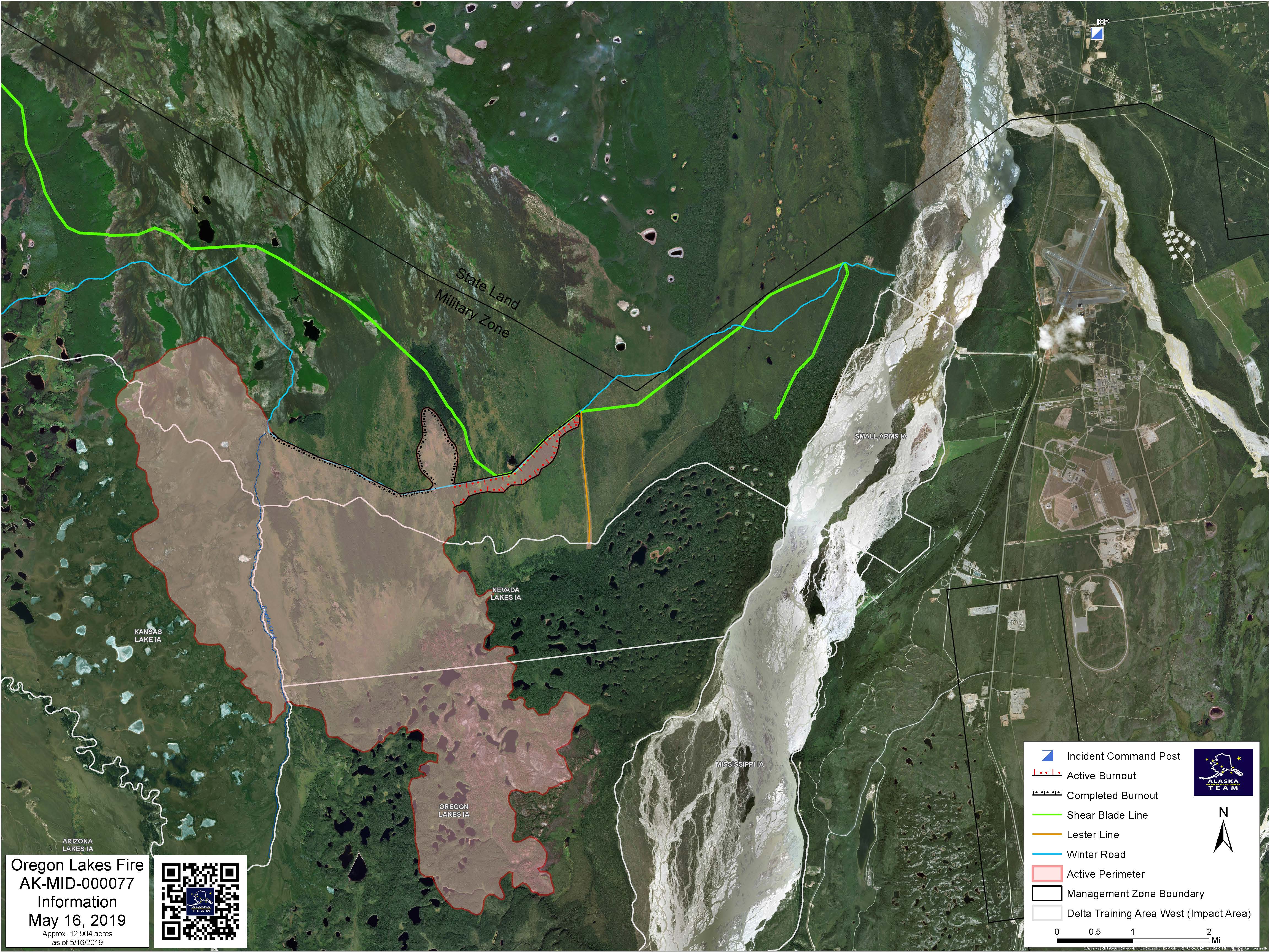 Map of Oregon Lakes Fire on May 16, 2019