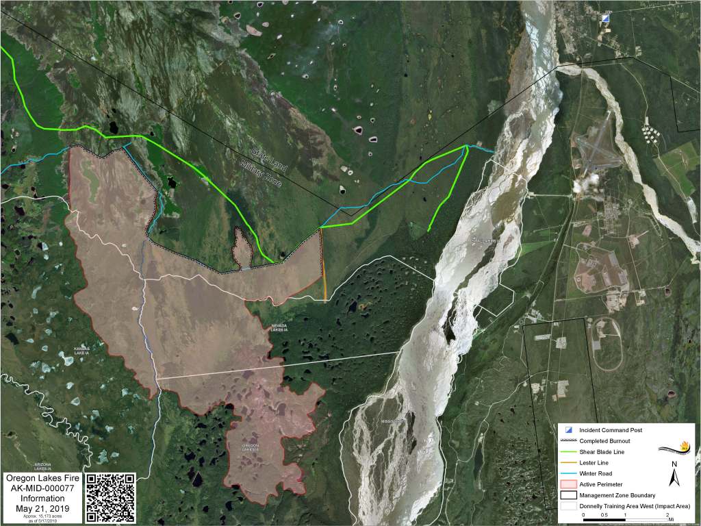 Map of Oregon Lakes Fire on May 21, 2019