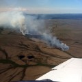 Photo of the Kuyukutuk Fire (#224) is burning in tundra about 17 miles north of Russian Mission and Marshal on June 10, 2019. It is estimated to be 15 acres in size.