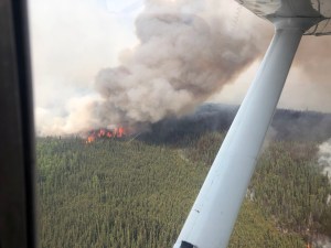 The McArthur Creek Fire near the Alaska/Canada border as seen from the air on Saturday, June 29, 2019. Photo by Peter Talus/Alaska Division of Forestry