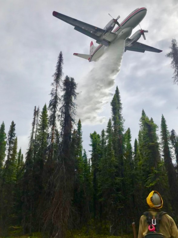 Hotshot Crew, Pioneer Peak coordinating water drops with aircraft. 