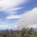 A smoke column rises from the Shovel Creek Fire Tuesday afternoon, June 25, 2019 as viewed from atop Murphy Dome northwest of Fairbanks. Photo by Sarah Saarloos/Alaska Division of Forestry