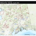 A map of active fires across Alaska on Saturday, July 20, 2019.