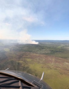 The Rainbow 2 Fire about 15 miles west of Delta Junction as seen at around 3 p.m. on Friday, July 5, 2019. Photo by Mike Goyette/Alaska Division of Forestry