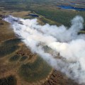 An aerial photo of the Deshka Landing Fire (#736). Photo by Tim Whitesell/Alaska Division of Forestry