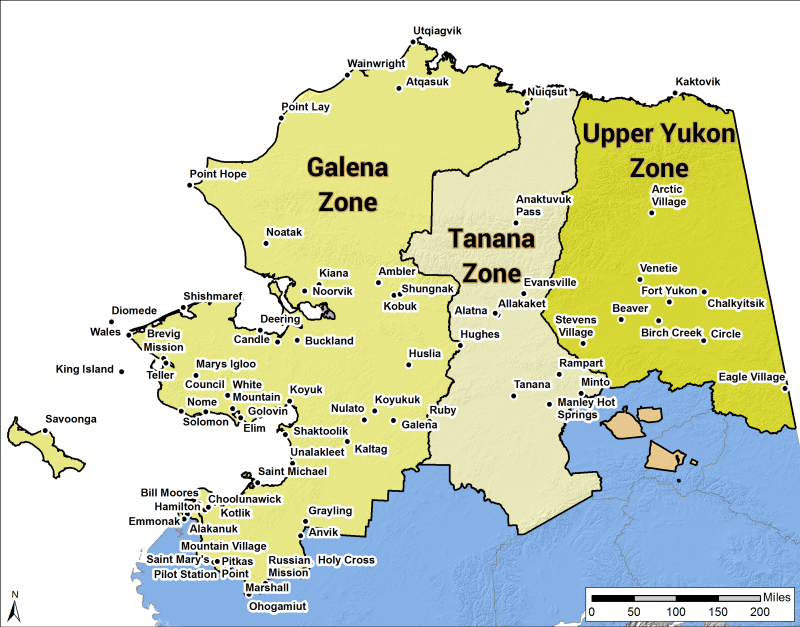 This map shows the BLM Alaska Fire Service protection areas. The BLM AFS is soliciting contracts for Type 2 wildland firefighting hand crews based in rural Alaska villages for the 2020 fire season. Multiple contractors may be selected to base crews in communities in the Upper Yukon, Tanana and Galena Fire Management Zones for quick response to fires within the BLM AFS protection area, which covers the northern half of the state.