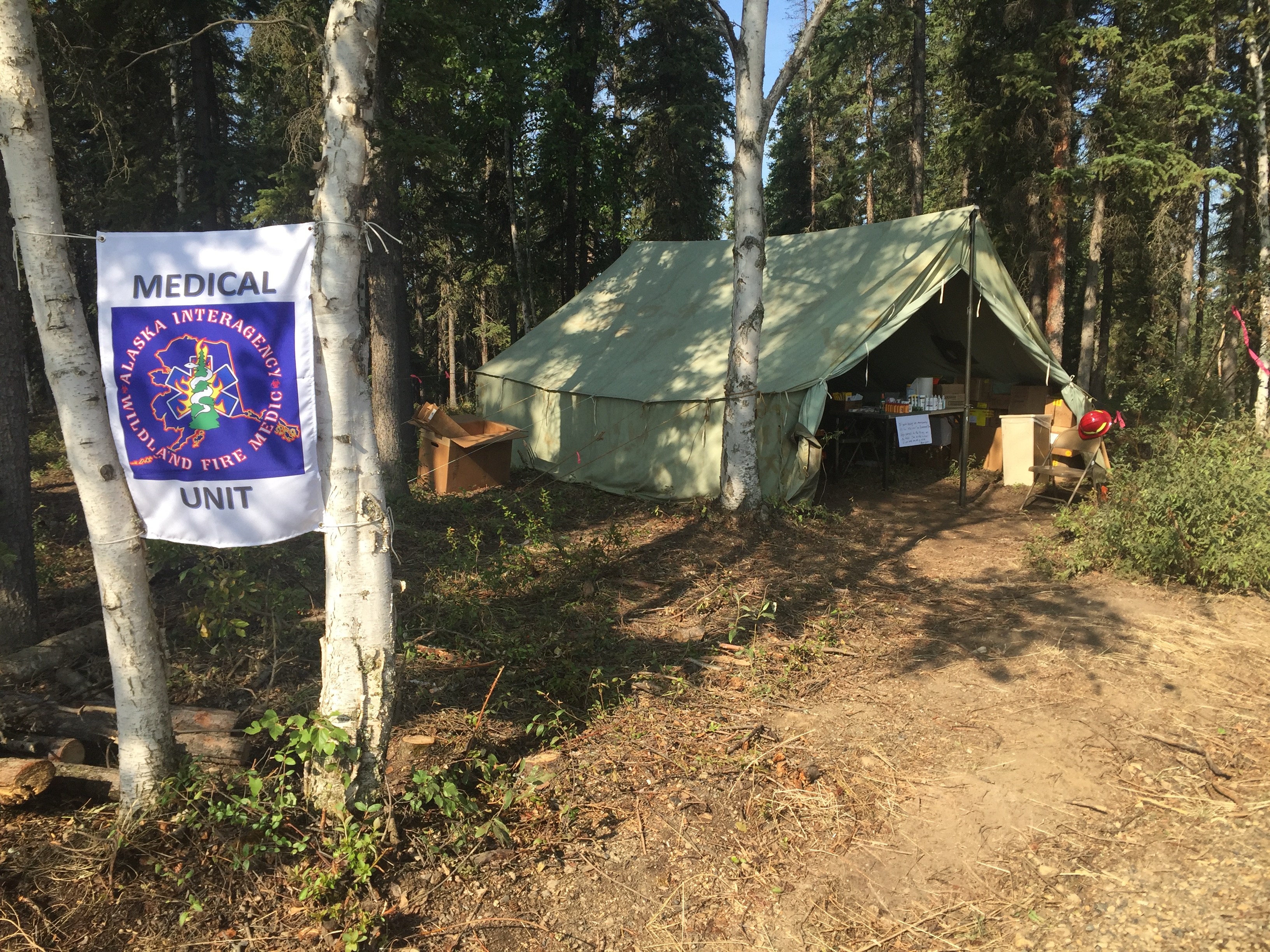 Photo of Fire Medic Tent on the Chalkyitsik Complex on July 30, 2019.