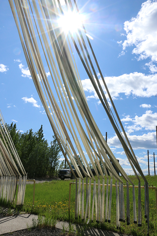 After hose is checked for leaks, it's left to dry at the hose pond on BLM AFS facilities on Fort Wainwright.