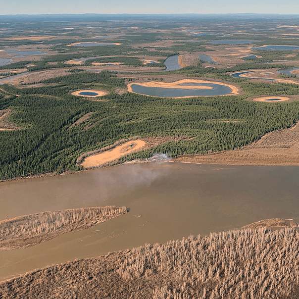 Photo of smoke, sloughs and lakes.