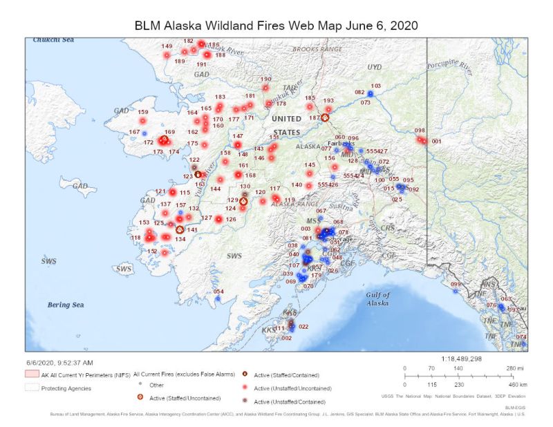 Map of fires in Alaska.