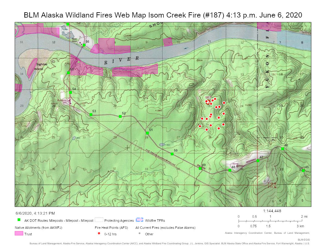 Map of Isom Creek Fire and Daltong Highway.