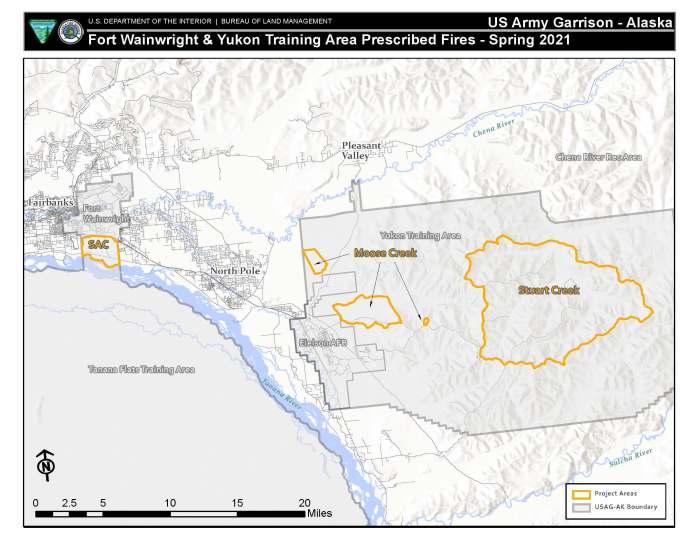 Map of military lands scheduled for prescribed burning.