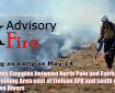 Graphic showing firefighter using a drip torch to light yellow grass on fire with text "Rx Fire Advisory, starting as early as May 14, for small arms complex between North Pole and Fairbanks and Yukon Training Area east of Eielson AFB and south of Pleasant Valley/Two Rivers."