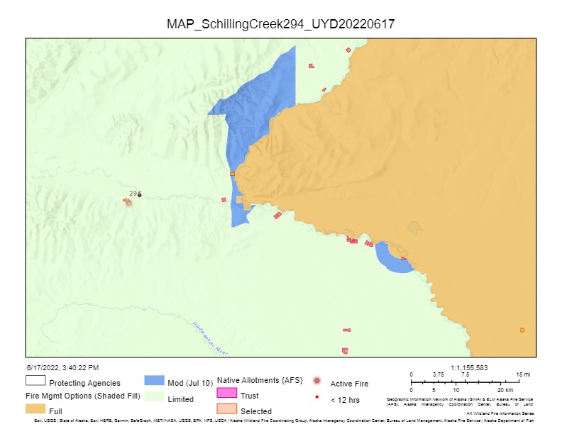 topographic map showing fire # 294 (Schilling Creek)