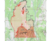 Map of Clear fire perimeter with nearby geographic features labeled