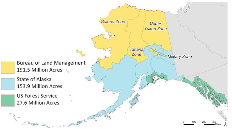 Fire protection zones of Alaska.