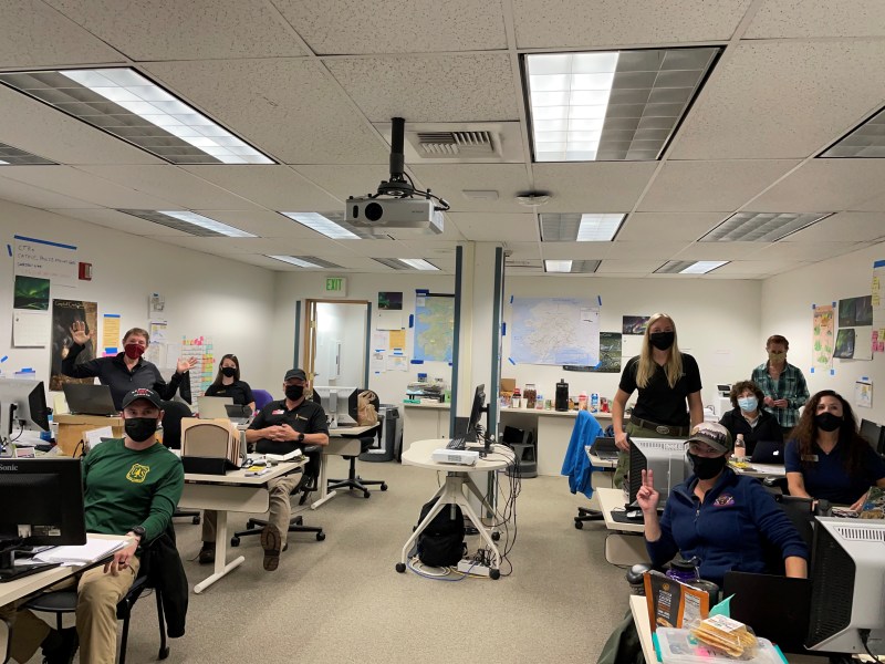 Public information officers at the Alaska Interagency Wildfire Joint Information Center.