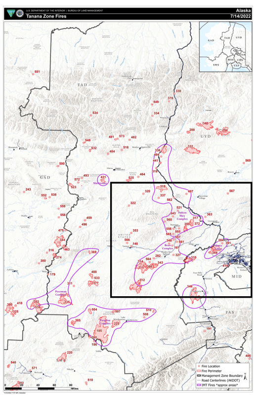 Map of Tanana Zone Fires.