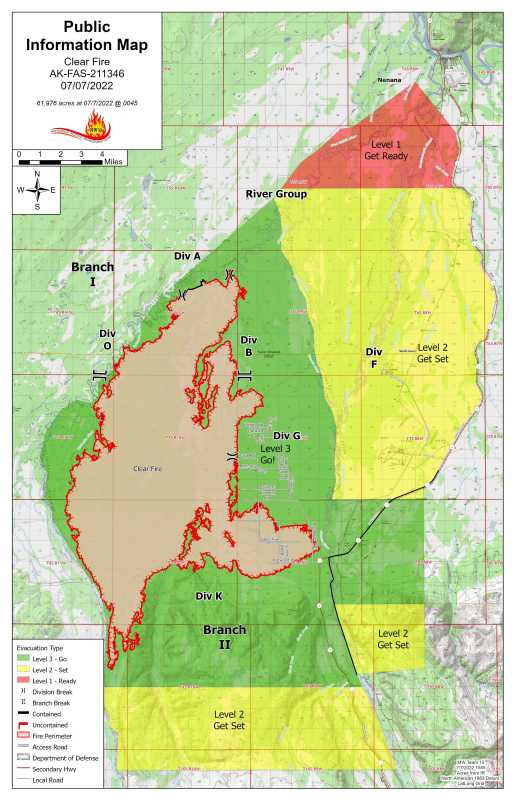 Map of the Clear Fire Including Evacuation Zones as of 7/7/22