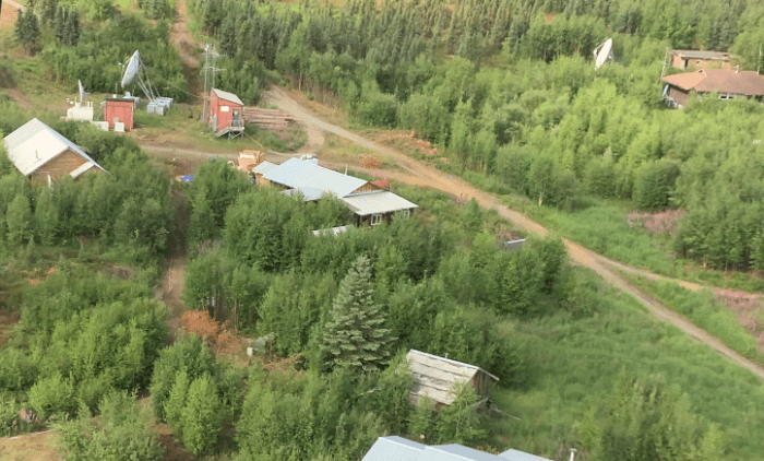 view of the Lime Village from the air. Showing houses.