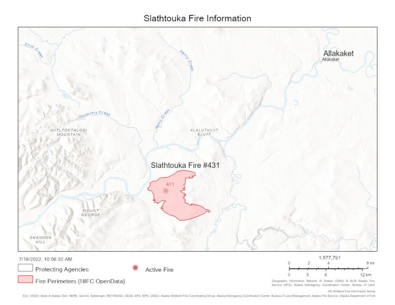 Slathtouka Fire Map for Monday, July 18, 2022.