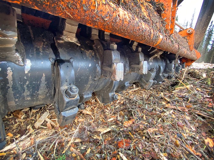 Close up of mastication system on contractor's heavy equipment.Photo credit: AK DOF/photos
