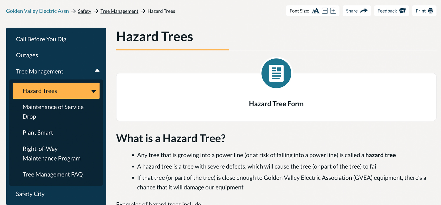 Power companies offer numerous was to easily report danger trees.