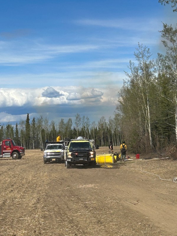 Three engines responding to Barley Way Fire with a water tank.