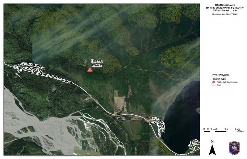 Map of the Birch Lake fire area