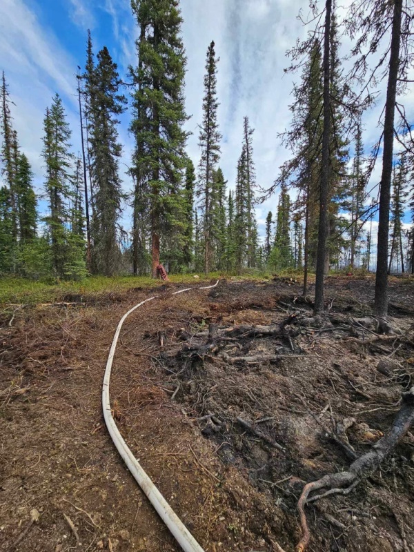 Plumbed line on Lake George Fire with hose lay