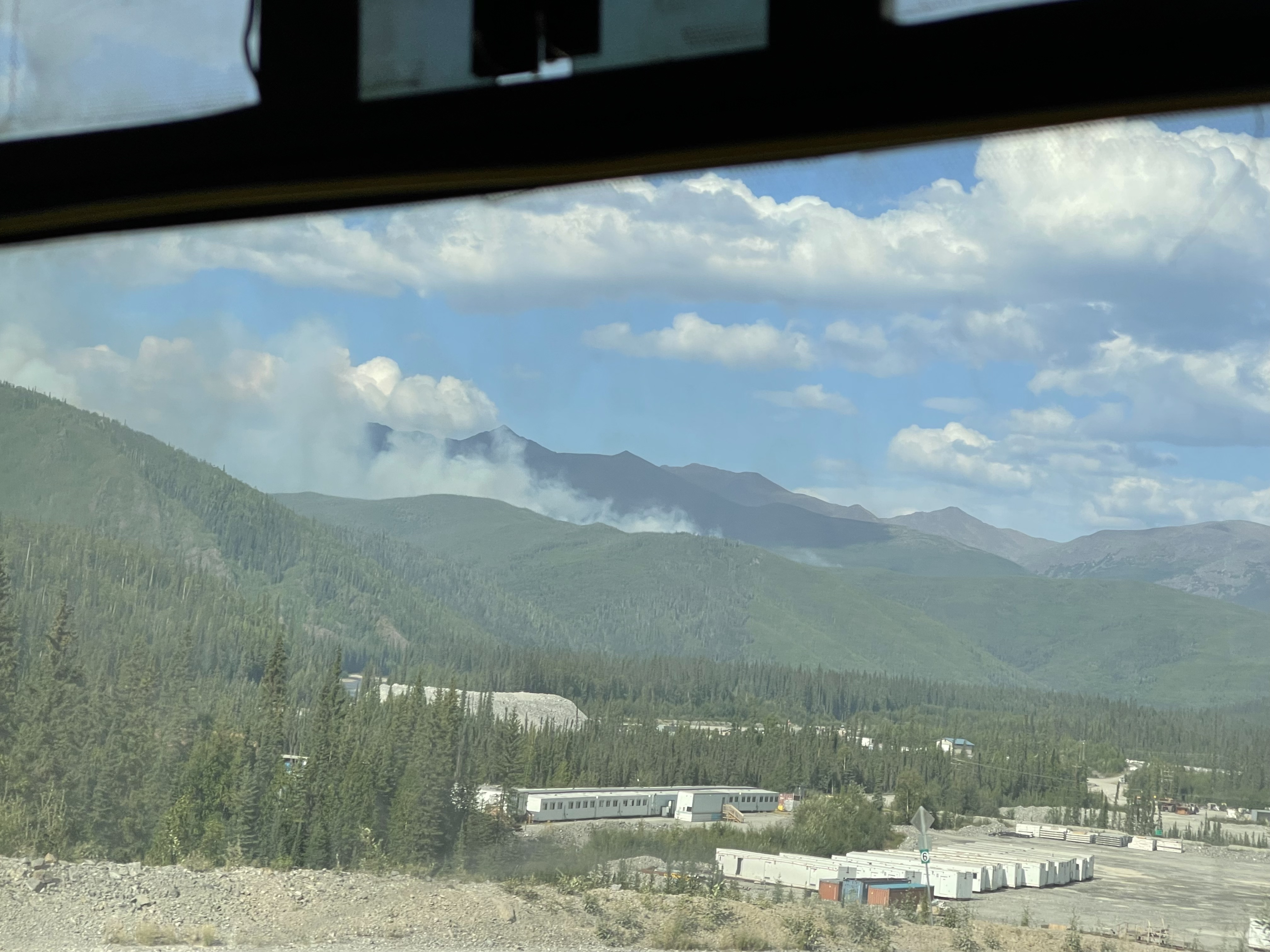 View of the Pogo Mine Road Fire (#191) from Pogo Gold Mine on Sunday, August 6. Tristan Reid/ Pogo Gold Mine