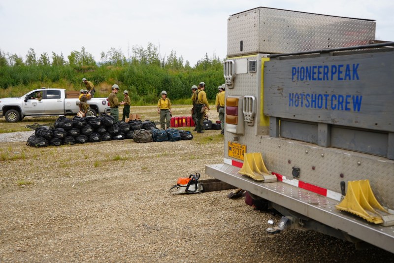 Pioneer Peak Hotshots mobilizing to work on the Lost Horse Creek Fire (#296) on August 13.