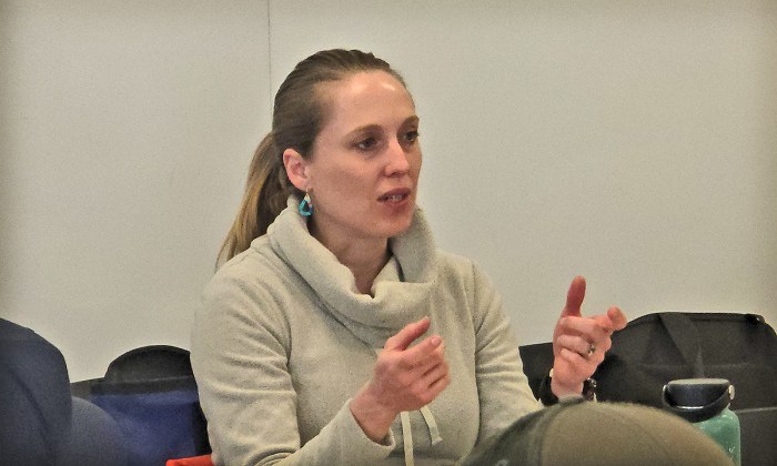 Legal specialist Emily Feemstra mentors students.