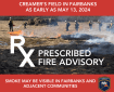 Prescribed Fire Advisory for the Fairbanks Area. Prescribed burns on the Creamer's Field Migratory Water Fowl Refuge will begin as early as May 13, 2024, depending on weather and fuel conditions.