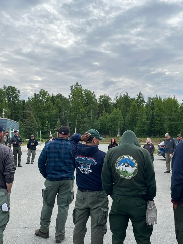 Morning briefing at Susitna Valley High School.